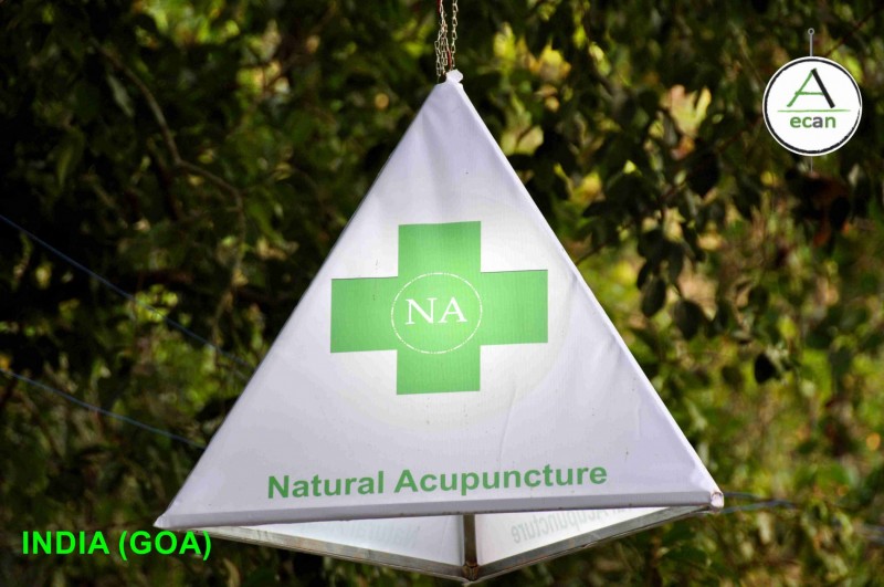Uno de los logos de Acupuntura Natural, en la entrada de la escuela de India